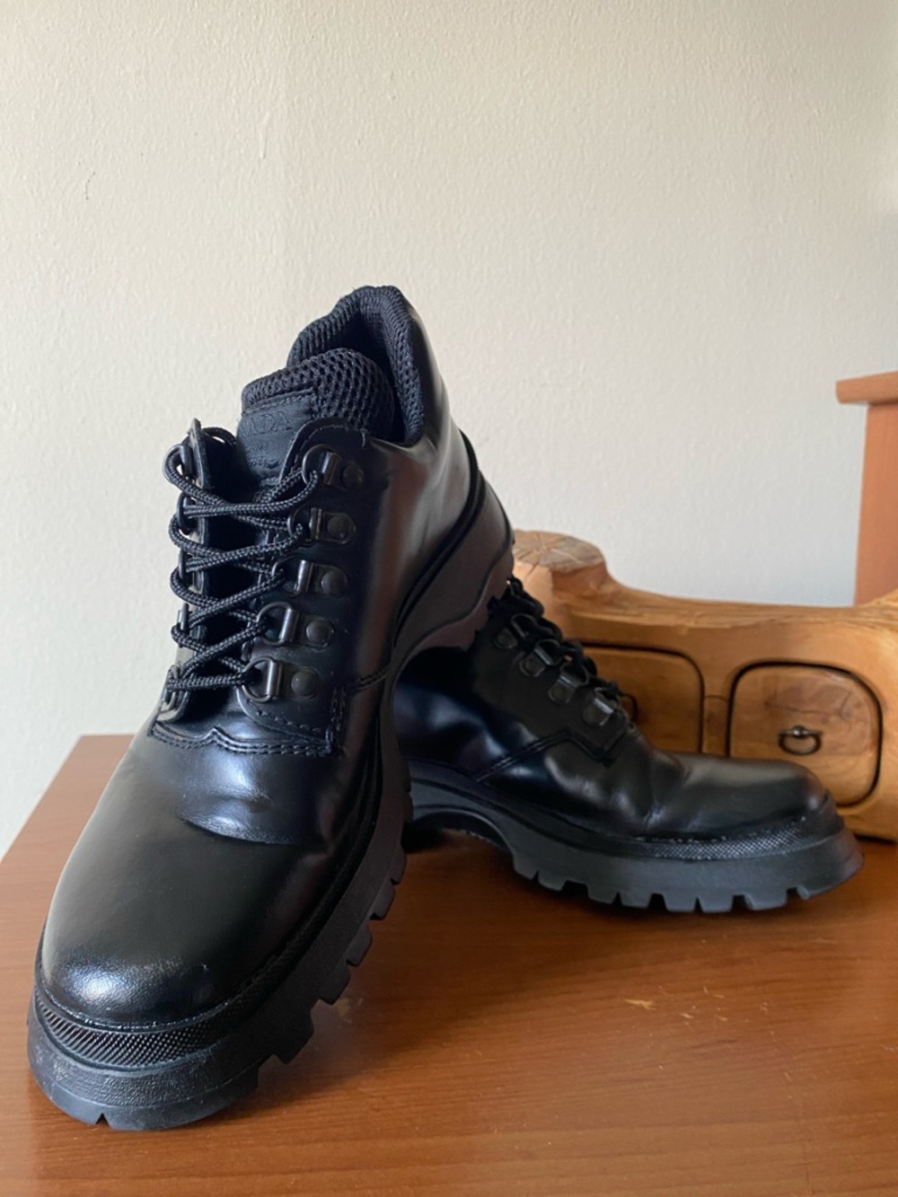 Prada Lace Up Lug Sole